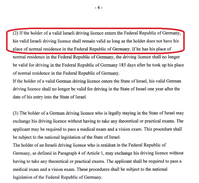 ציטוט ההכרה הגרמנית ברישיון הנהיגה הישראלי למבקרים בגרמניה - יולי 2025