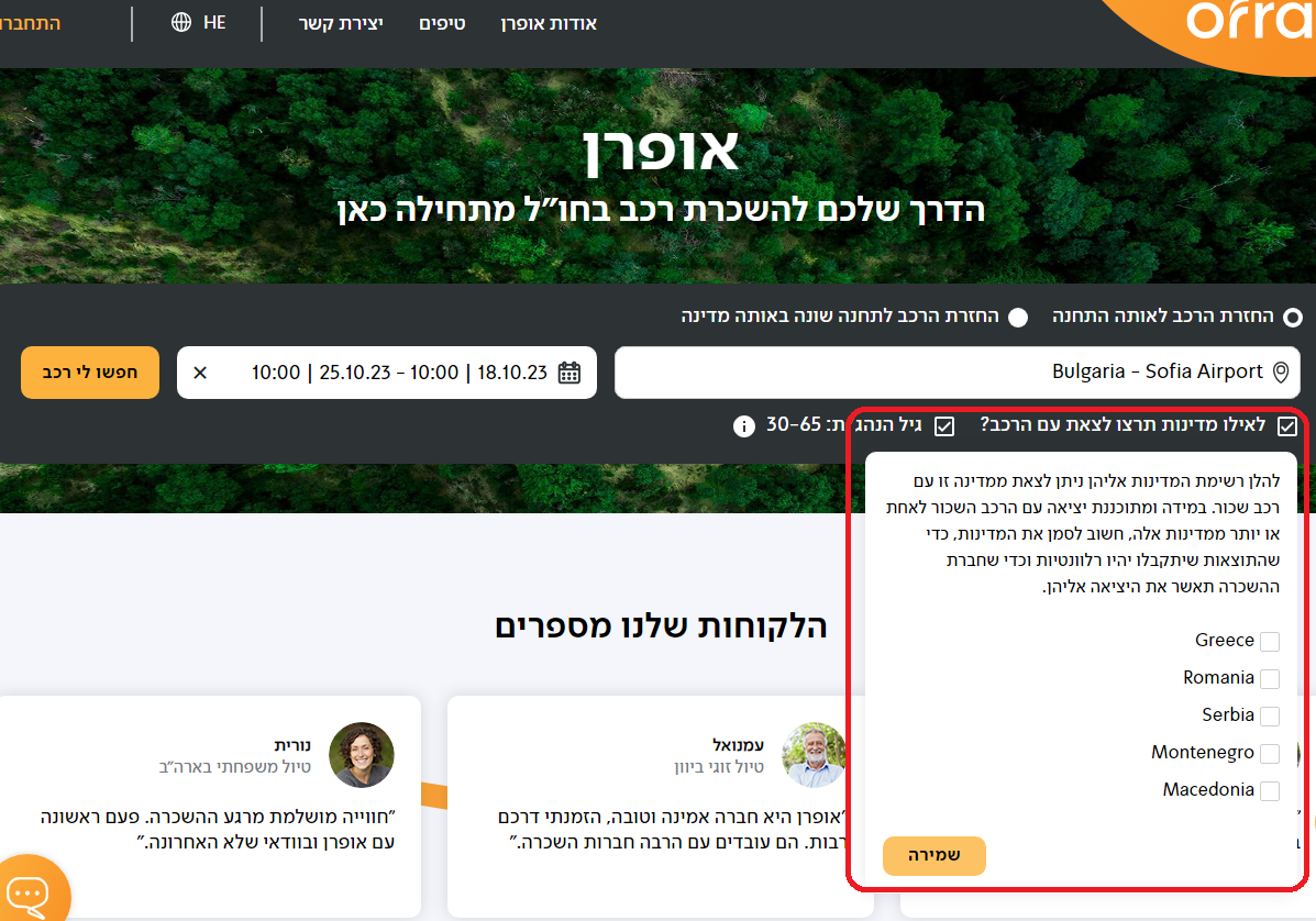 rental terms ofran cross border selection